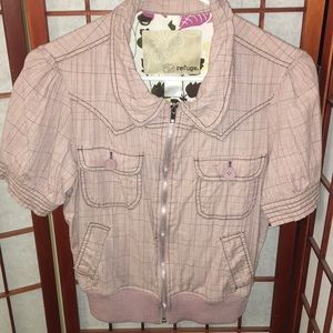 Short sleeve zip up jacket